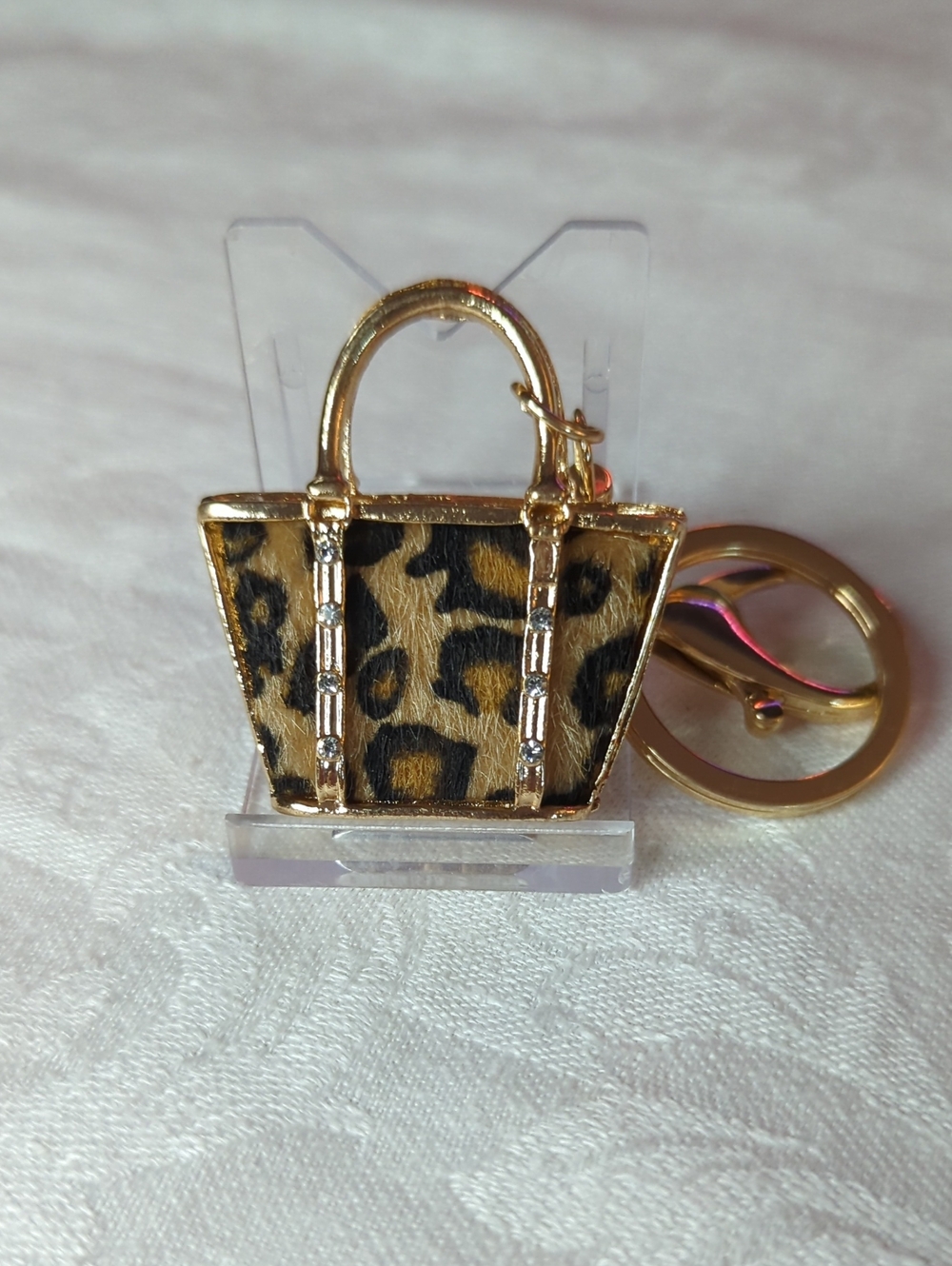 Leopard Print Calf Hair Bag Charm